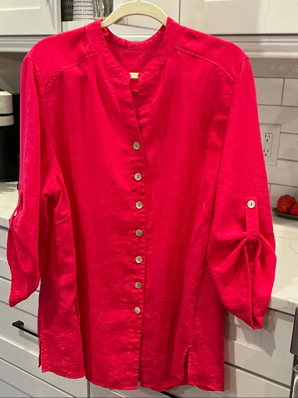 Fridaze pink linen blouse-no iron